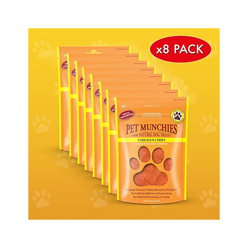 Pet Munchies Chicken Chips Dog Treats 8 x 100g