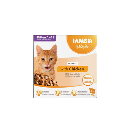 Iams Delights Kitten with Chicken in Gravy 8 x 85g