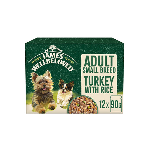 James Wellbeloved Adult Small Breed Dog Turkey & Rice 12x90g