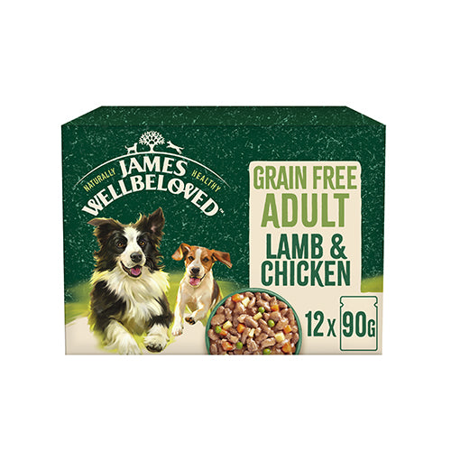 James Wellbeloved Adult Dog Grain Free Lamb &amp; Chicken 12x90g