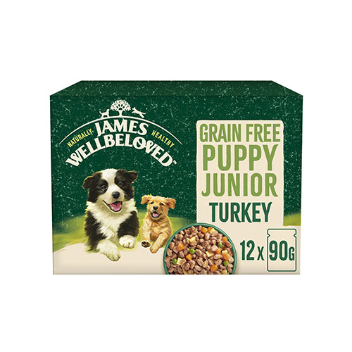 James Wellbeloved Puppy Grain Free Turkey 12x90g