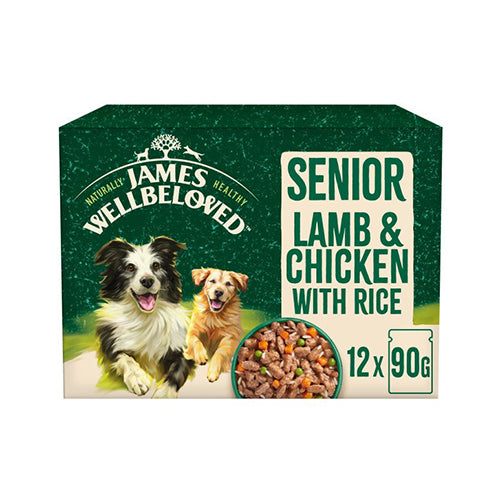 James Wellbeloved Senior Lamb & Chicken with Rice in Gravy 12x90g