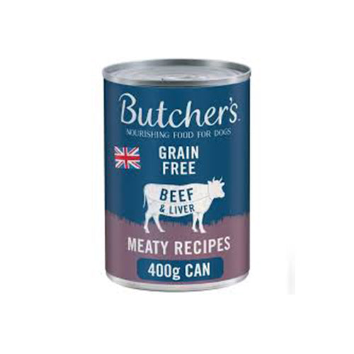 Butchers Beef &amp; Liver Chunks in Jelly Dog Food Tin 12x400g