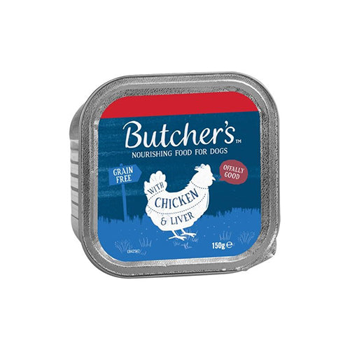 Butchers Chicken &amp; Liver Dog Food Tray 12x150g