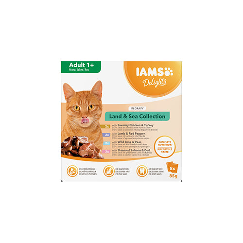 Iams Delights Adult Land &amp; Sea Collection in Gravy 8 x 85g