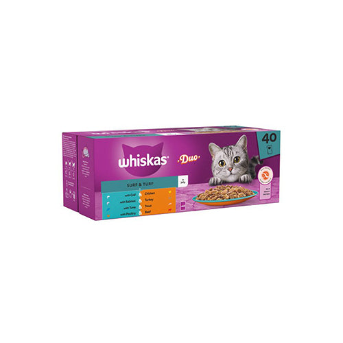 Whiskas 1+Adult Duo Surf and Turf in Jelly 40 x 85g Pouches