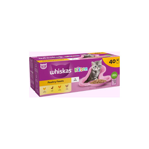 Whiskas Kitten Poultry Feasts in Jelly 40 x 85g Pouches