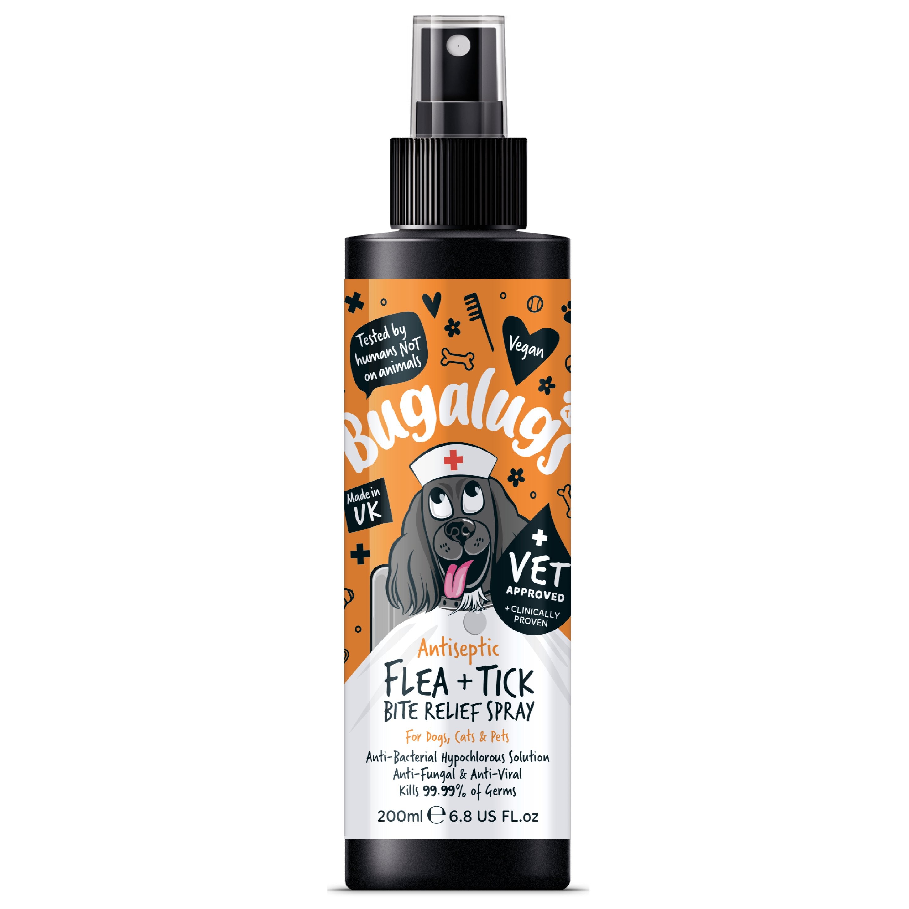 Bugalugs Antiseptic Flea + Tick Bite Relief Spray For Cats &amp; Dogs 200ml