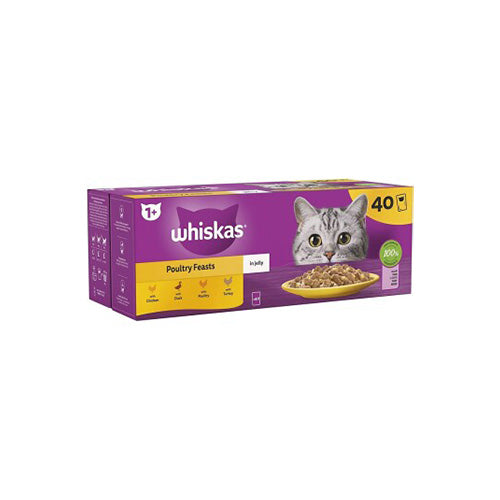 Whiskas 1+Adult Poultry Feasts in Jelly 40 x 85g Pouches