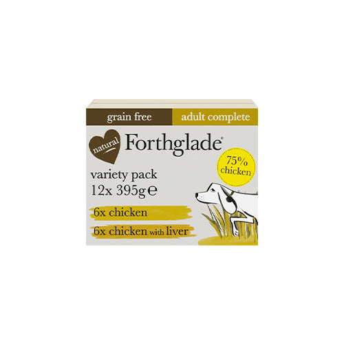 Forthglade Adult Grain Free Chicken &amp; Chicken With Liver Variety Pack 12 x 395g