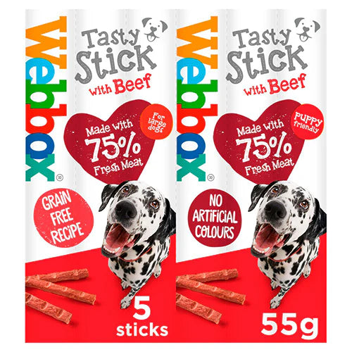 Webbox Large Tasty With Beef Sticks 18 x 5 Pack