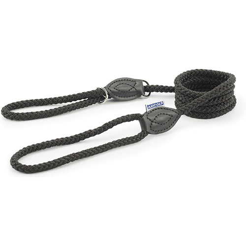 Ancol Rope Slip &amp; Control Lead Black, 1.2x150cm