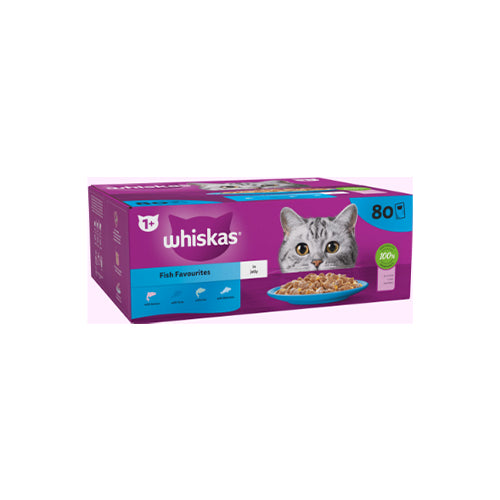 Whiskas 1+Adult  Fish Favourites in Jelly 80 x 85g Pouches