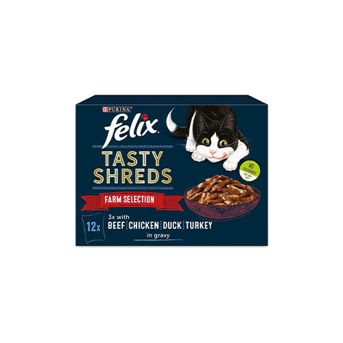 FELIX Tasty Shreds Farm Selection in Gravy 12 x 80g