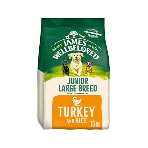 James Wellbeloved Junior Large Breed with Turkey &amp; Rice 15kg Dry Dog Food