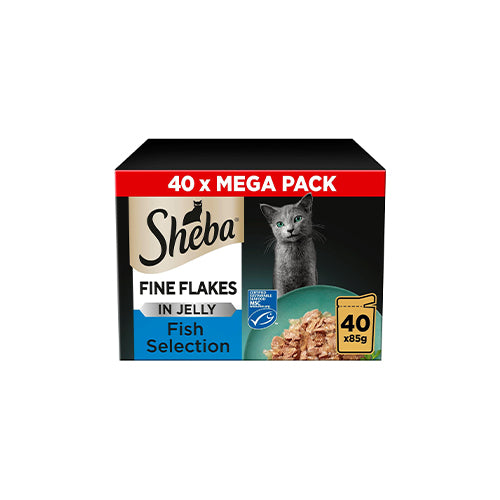 Sheba Fine Flakes Fish Selection In Jelly 40 x 85g Pouches