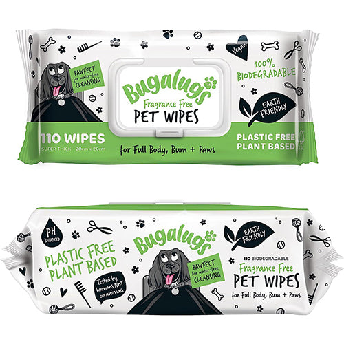 Bugalugs Fragrance Free Biodegradable 110 Wipes