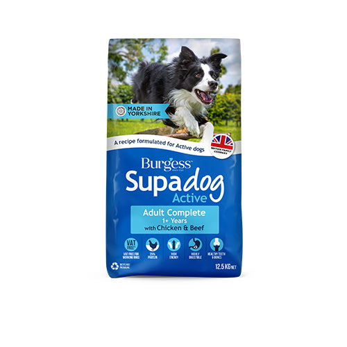 Burgess Supadog Adult Active With Chicken &amp; Beef 12.5kg Dry Dog Food