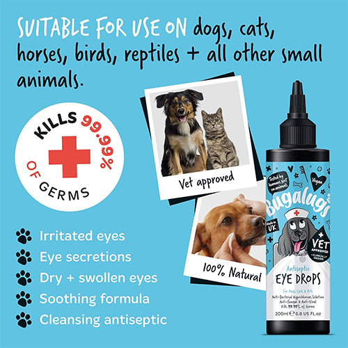 Bugalugs Antiseptic Dog Eye Drops - 200ml