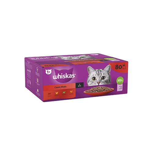 WHISKAS 1+Adult Classic Meals in Gravy 80 × 85g Pouches