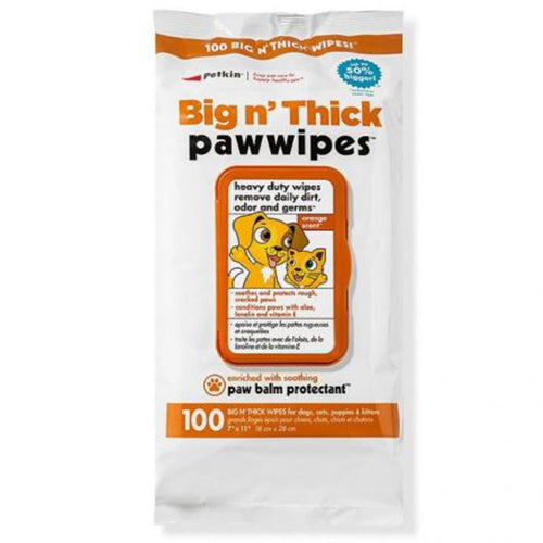 Petkin Big n Thick Paw 100 Wipes