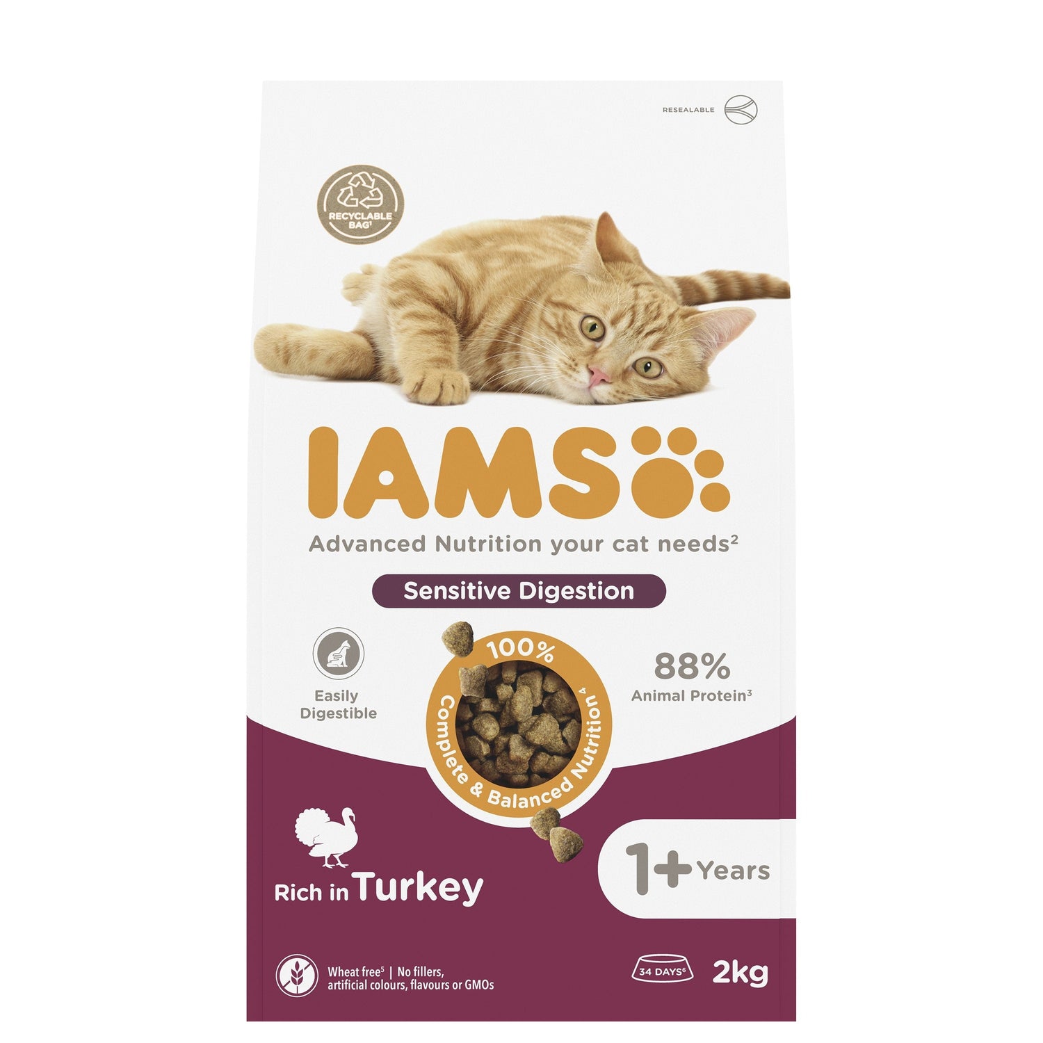 Iams Sensitive Digestion Rich In Turkey 1+Years 2kg