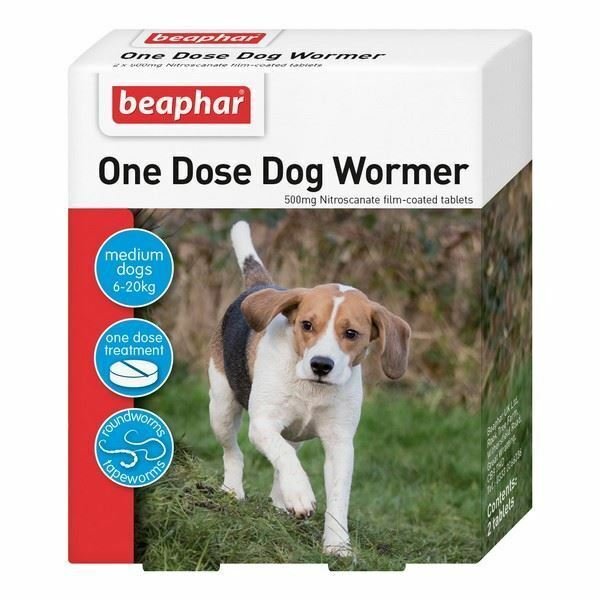 Beaphar One Dose Wormer For Medium Dogs 2 Tablets