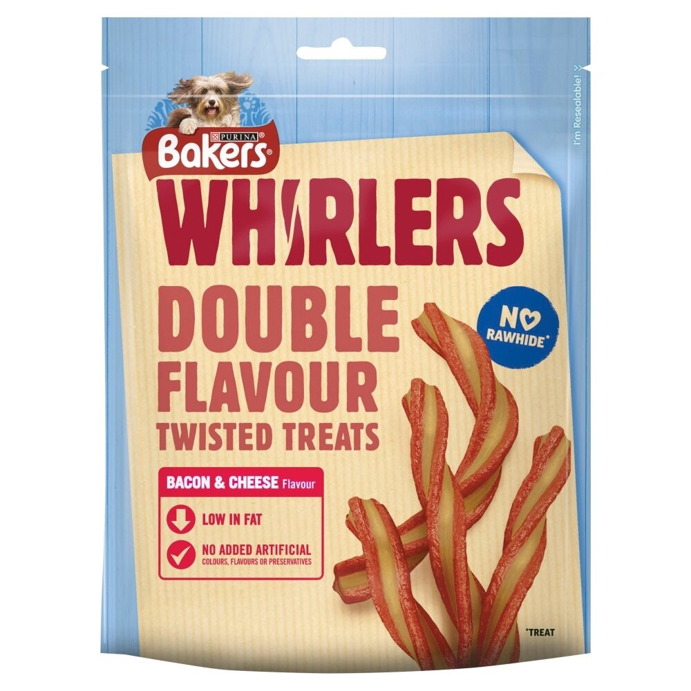 Bakers Whirlers Twisted Treats Double Flavour Bacon &amp; Cheese 6 x 130g