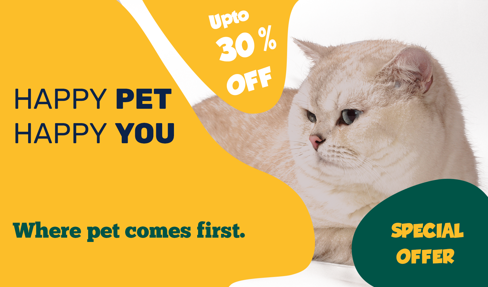 Various pet products on special offer, including toys, food, and grooming supplies.