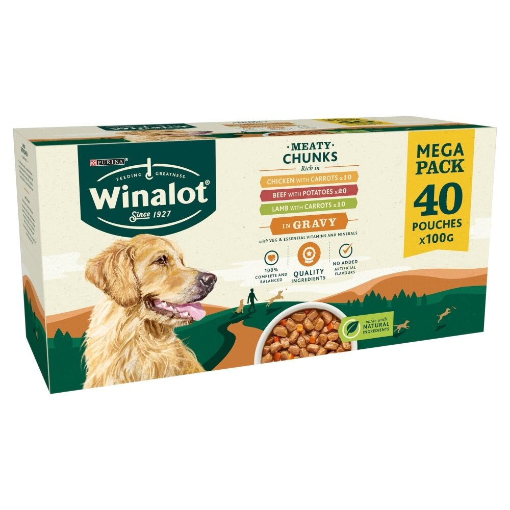 Winalot Meaty Chunks in Gravy | Wet Dog Pouches - MEGA PACK