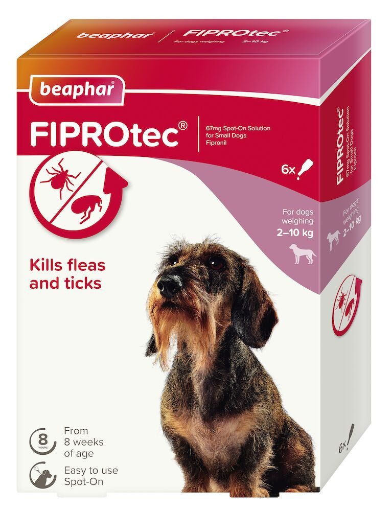 Beaphar FIPROtec Spot On - 6 Pipettes - Small Dog - Flea &amp; Tick Treatment