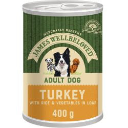 James Wellbeloved 12x400g Turkey &amp; Rice in Loaf Tins - Wet Dog Food